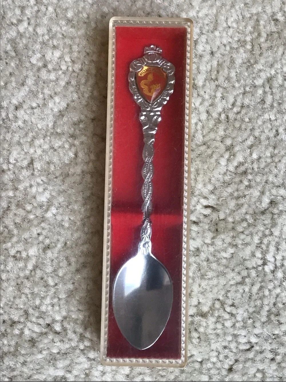 Vintage Hong Kong Golden Dragon Collectible Spoon in original package, 4 3/4”